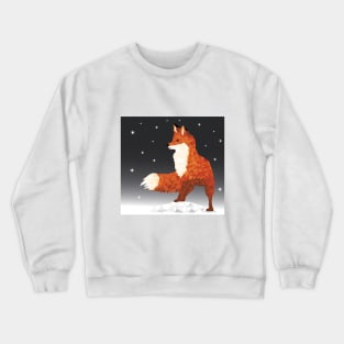 A fox, on a winter night with snowflakes Crewneck Sweatshirt